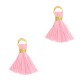 Mini Kwastje Ibiza style 1cm Gold-pink